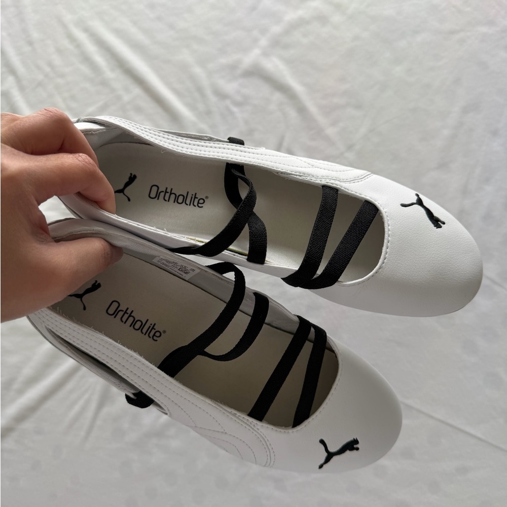Puma Women's White and Black Sneakers